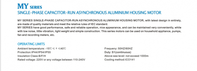 50Hz 0,55KW 0,75HP 1440rpm condensatore monofase di avvio di funzionamento motore di induzione asincrono 220V/230V AC Volta 60Hz Potenza nominale di frequenza 5